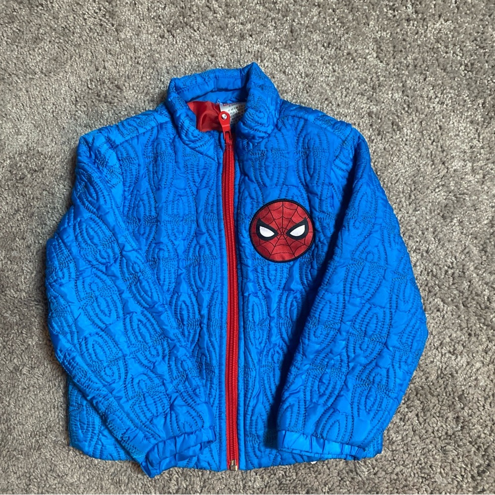 Blue Disney Marvel Spider-Man light weight zip up Jacket with Red Accents